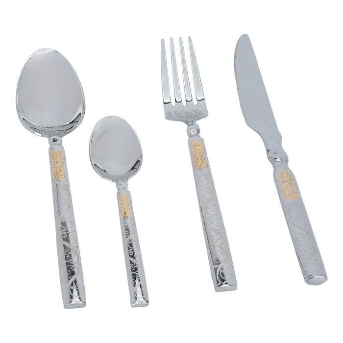 A set of silver and gold steel spoons, 24 pieces image 3