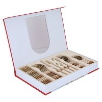 A set of gold steel spoons, 24 pieces product image