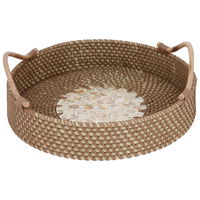 Round wicker raft brown with wooden hands product image