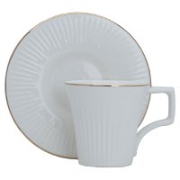 White coffee cups set with gold line with saucer 12 pieces product image