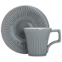 Grey coffee cups set with gold line with saucer 12 pieces product image