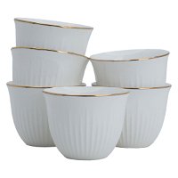 White Porcelain Arabic Coffee Cups Set with Gold Line 12 Pieces product image