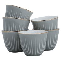 Grey Porcelain Arabic Coffee Cups Set with Gold Line 12 Pieces product image