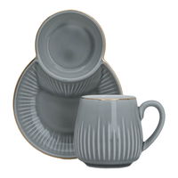 Grey coffee cups set with gold line with Hala plate 12 pieces product image