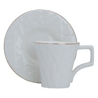 White coffee cups set patterned with gold line with saucer 12 pieces product image
