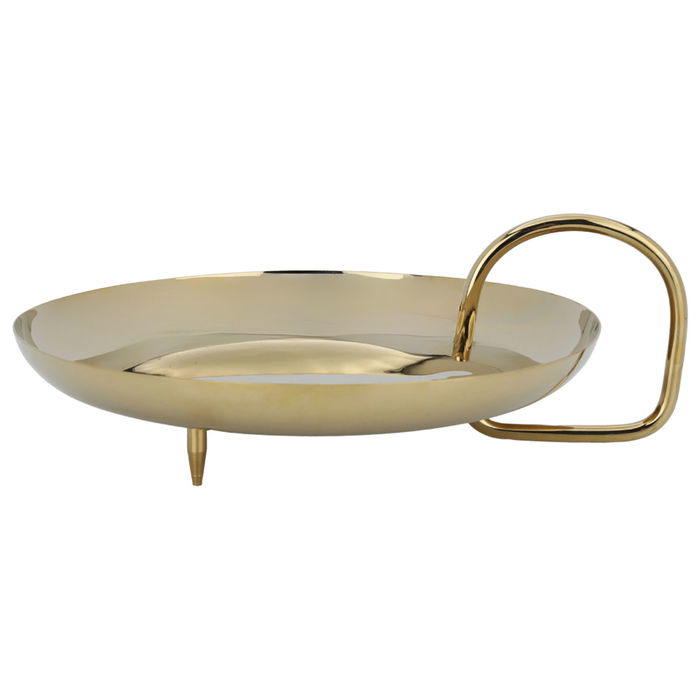 Golden circular steel serving stand with hands and feet image 1