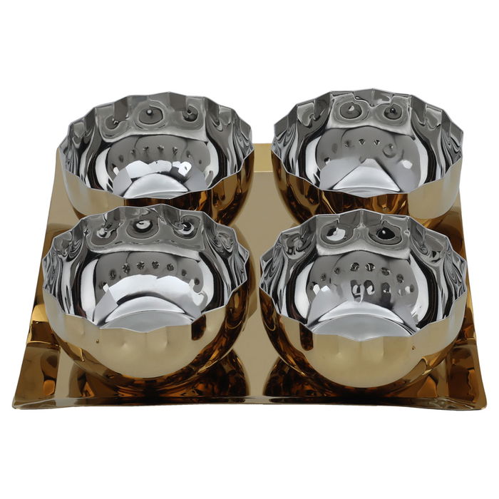 Steel bowl set with gold tofreya, 4 pieces image 1