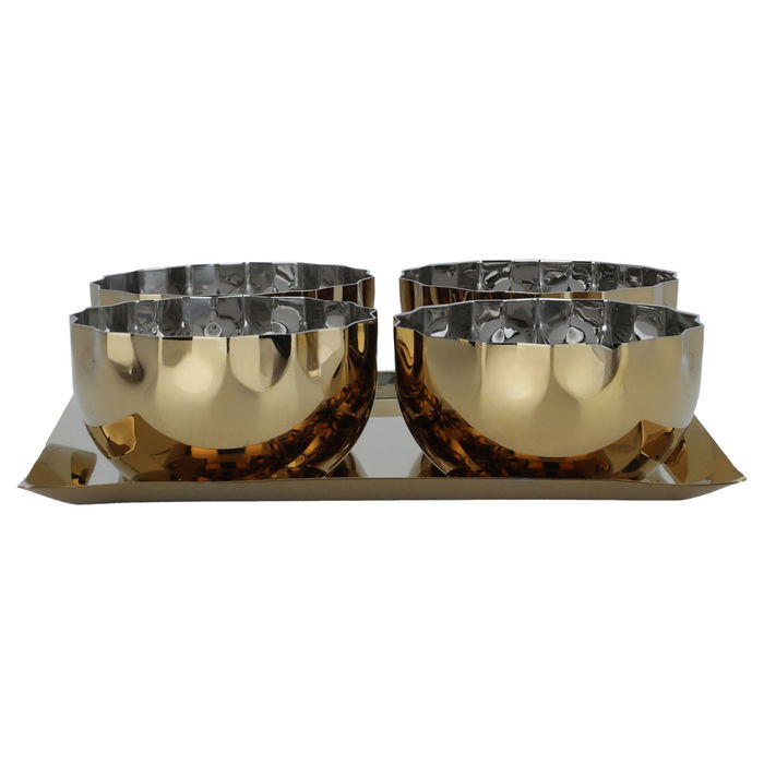 Steel bowl set with gold tofreya, 4 pieces image 2