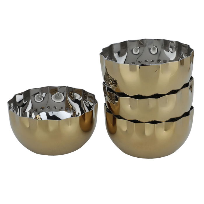 Steel bowl set with gold tofreya, 4 pieces image 4