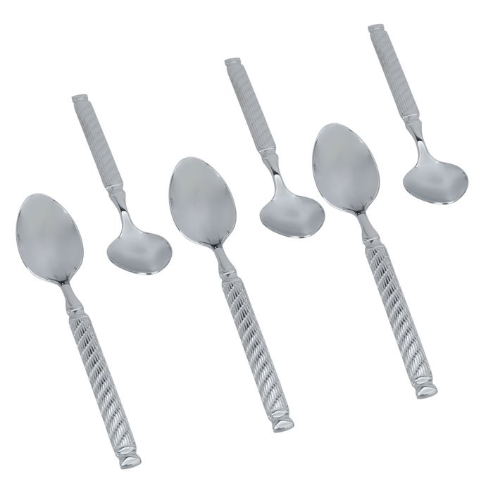 Embossed silver tea spoons set 6 pieces image 2