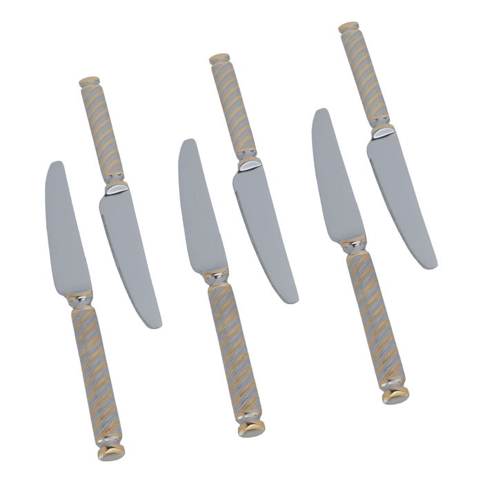 Gold engraved dining knife set, 6 pieces image 2