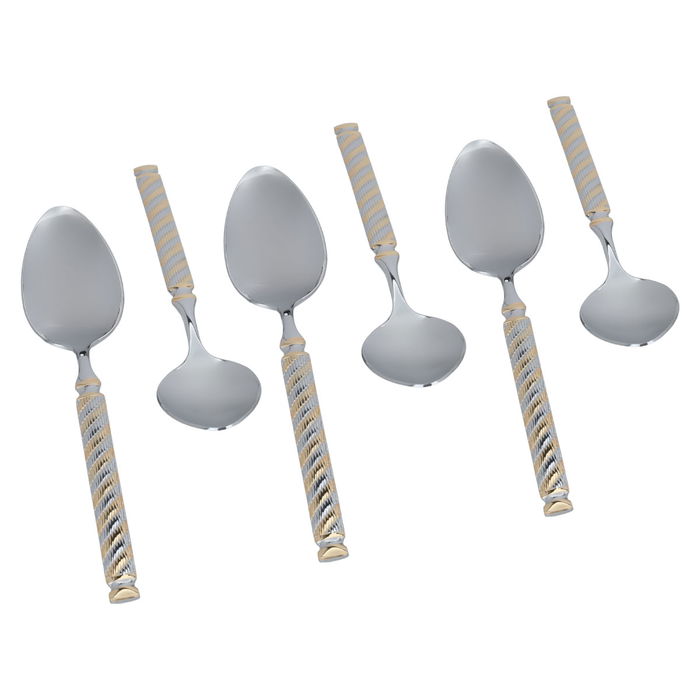 A set of gold engraved dinner spoons, 6 pieces image 2