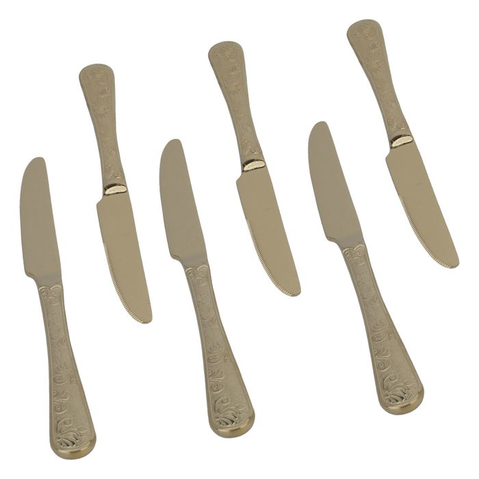 6-piece golden wooded dining knife set image 2