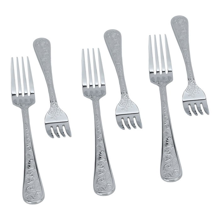 A set of silver wooded eating forks, 6 pieces image 2