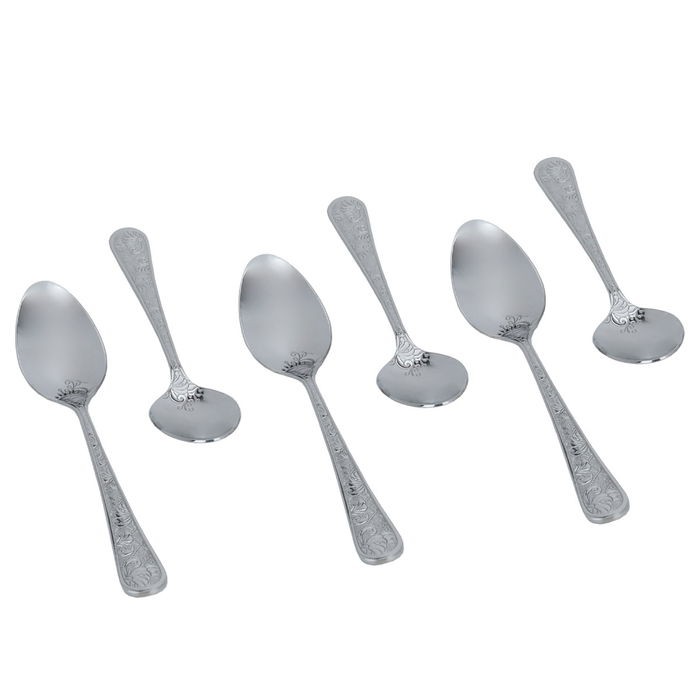 Wooded silver tea spoons set of 6 pieces image 2