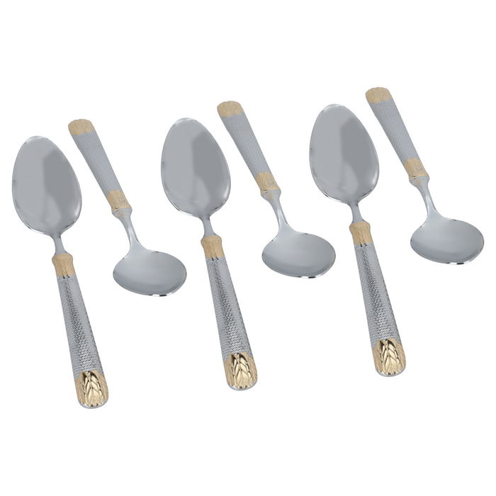 A set of silver and gold embossed dinner spoons, 6 pieces image 2