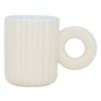 Beige porcelain mug with round handle product image