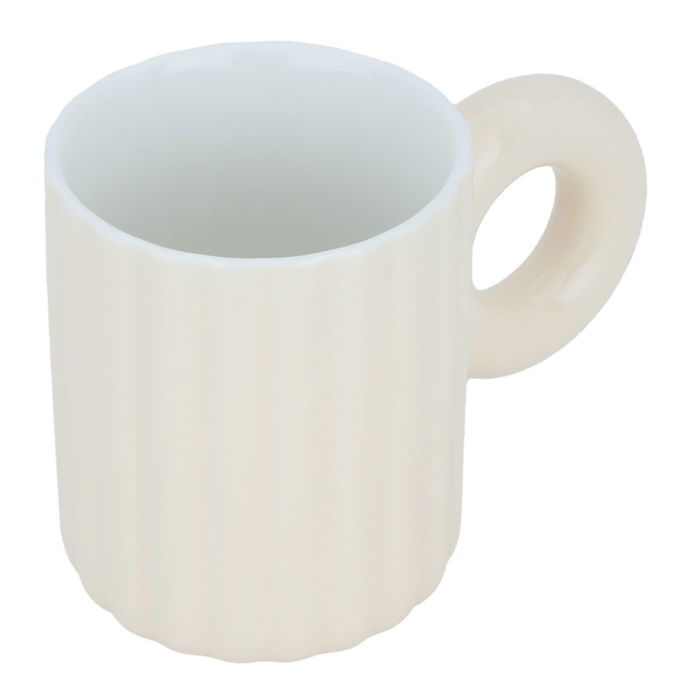 Beige porcelain mug with round handle image 2