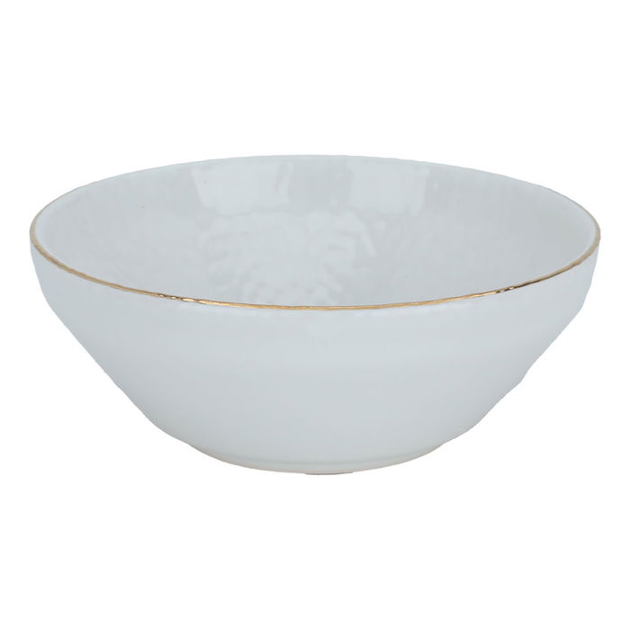 White porcelain soup bowl with gold font, 14 cm image 1