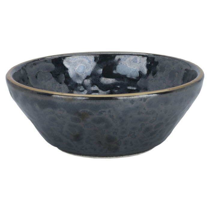 Black porcelain soup bowl with gold font, 10 cm image 1