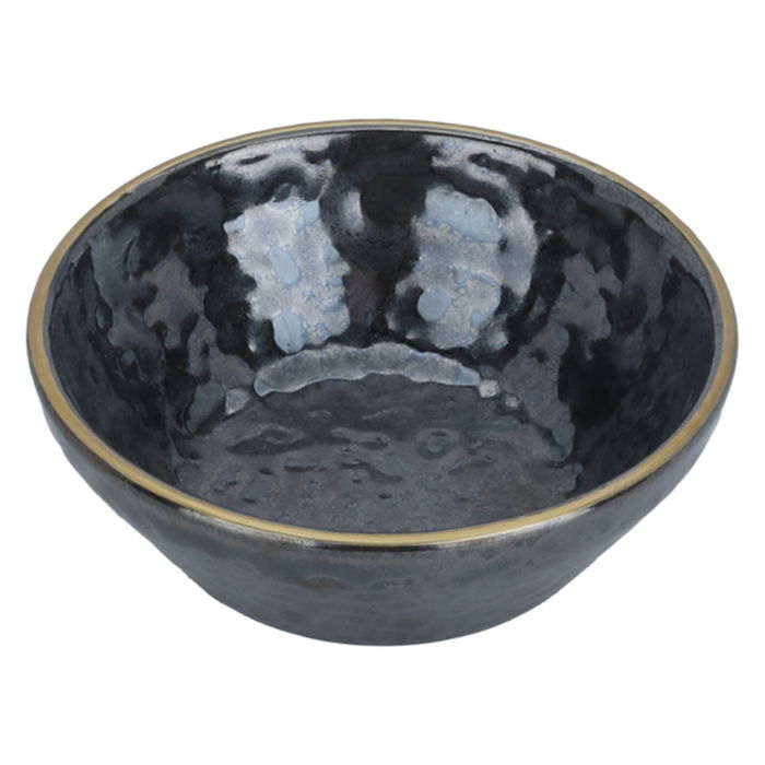 Black porcelain soup bowl with gold font, 10 cm image 2