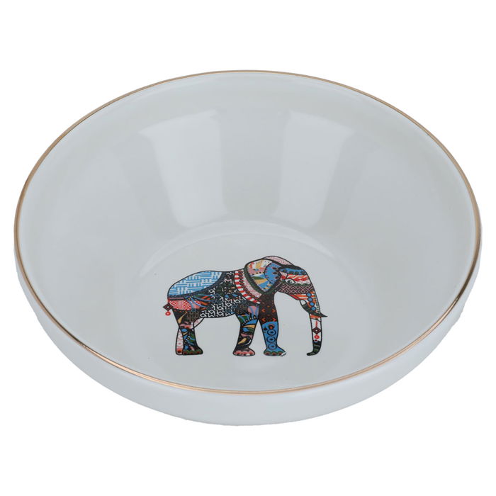 White porcelain soup bowl, elephant pattern, 14 cm image 2