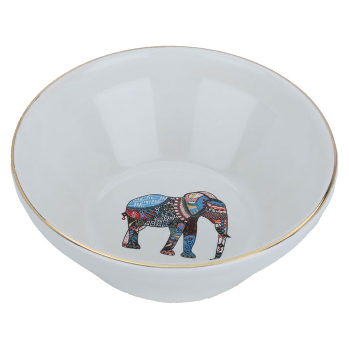 White porcelain soup bowl, elephant pattern, 12 cm image 2