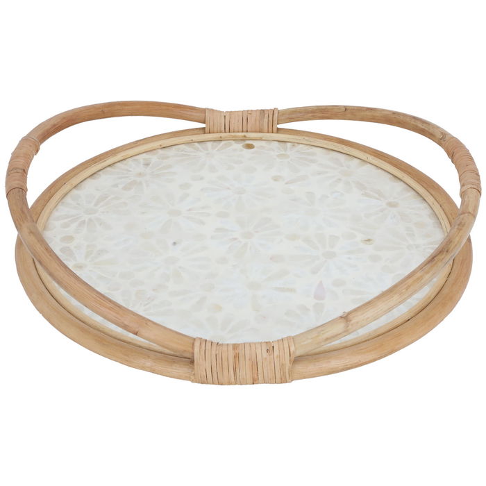 Round wicker raft beige with medium hand image 2