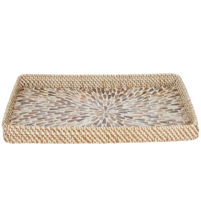 Tofferia Rectangular wicker beige seashell pattern medium brown image 2