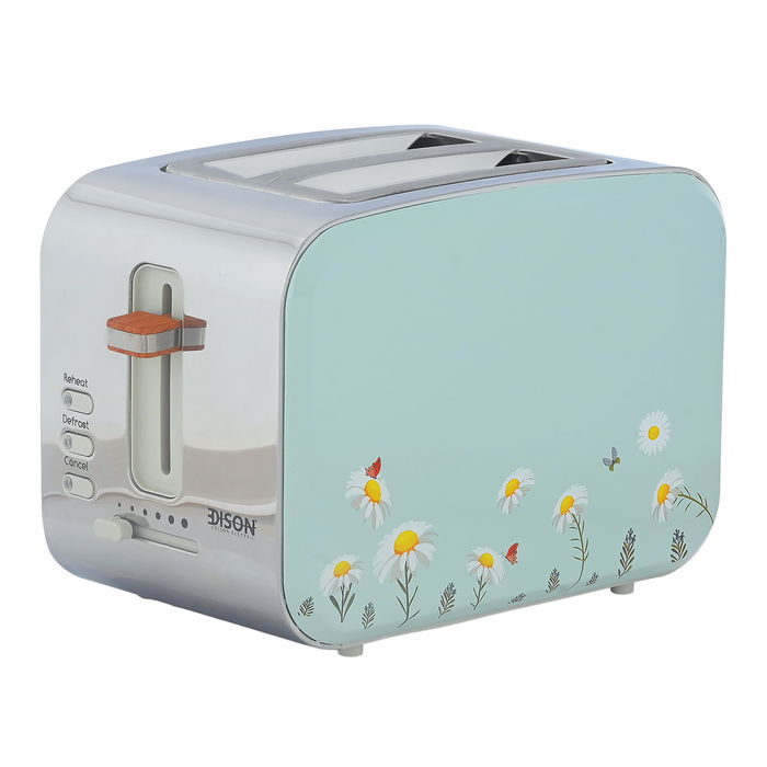 Edison Light Green Electric Toaster Floral Pattern 900W 2 Slices image 1