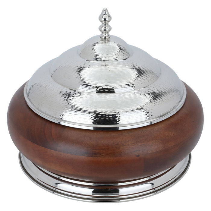 Food container round steel with lid with wooden base ( 26 × 32 × 32 ) image 2