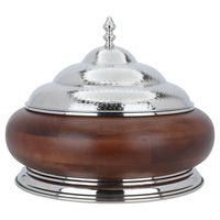 Round Steel Food Container with Lid with Wooden Base ( 22 × 28 × 28 ) product image