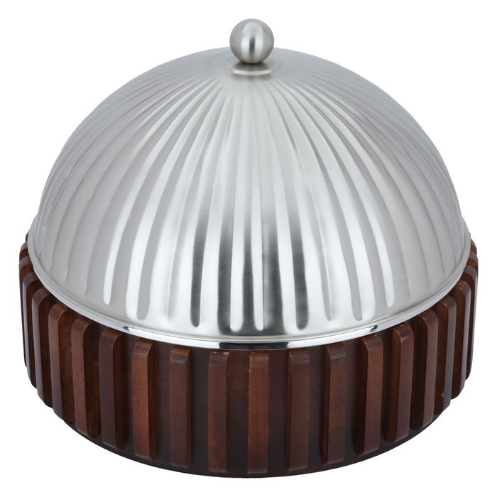 Round Steel Food Container with Lid with Wooden Base ( 26 × 32 × 32 ) image 2