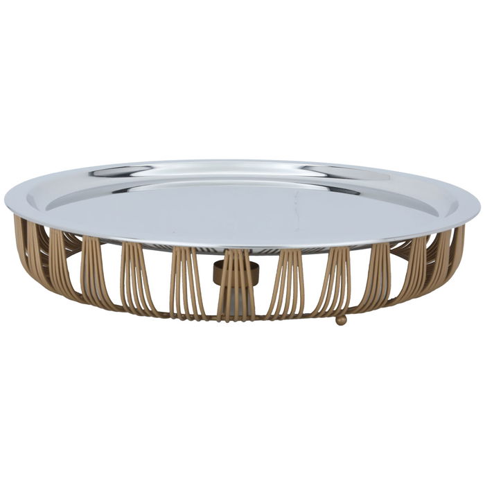 Round Food Heater Steel With Brass Base image 1