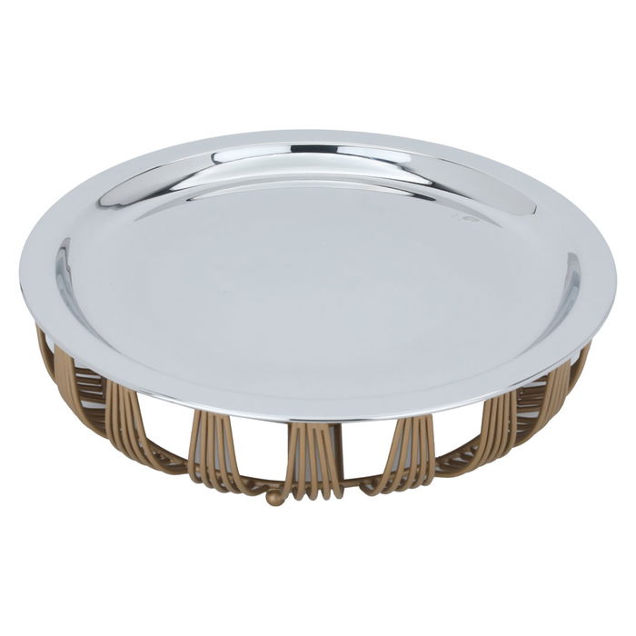 Round Food Heater Steel With Brass Base image 2