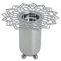 Silver steel incense burner in the shape of a rose product image