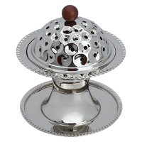 Silver steel incense burner with a circular base product image