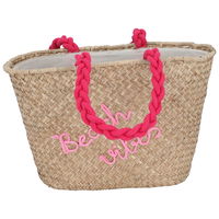 Beige wicker bag with red hand product image