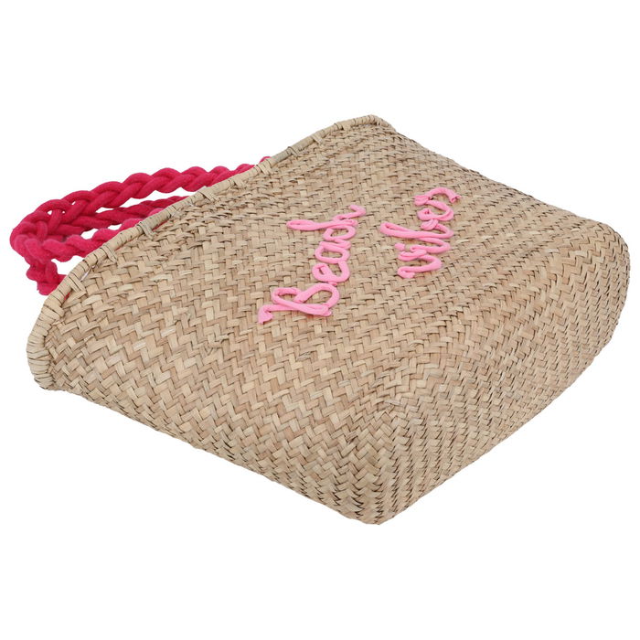 Beige wicker bag with red hand image 2