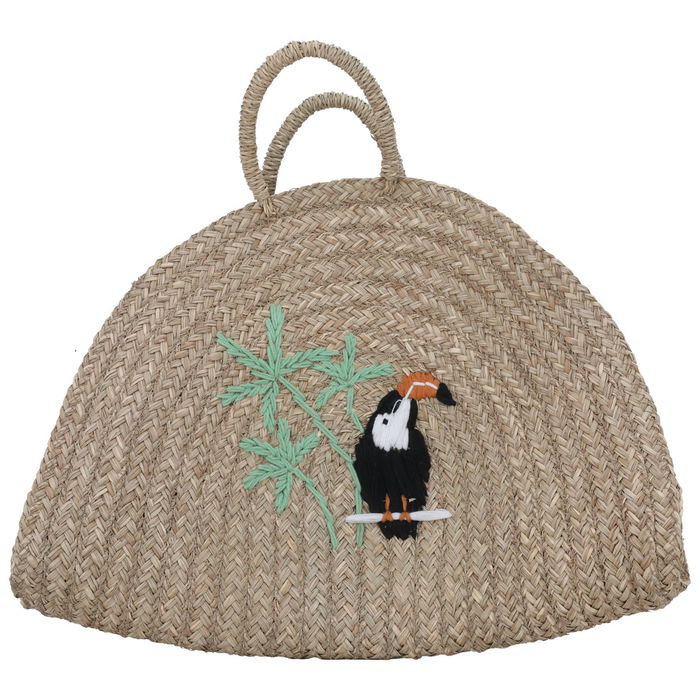 Beige wicker bag with a bird's hand shape image 1