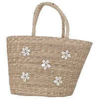 Beige wicker bag with a hand flower shape product image