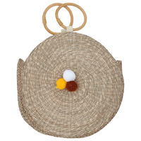 Beige wicker bag round shape with a hand product image