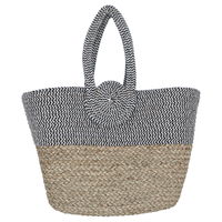 Beige wicker bag with black hand product image