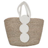 Beige wicker bag 3 circles white with a handle product image