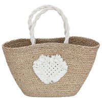 Beige wicker bag with a creamy heart in hand product image