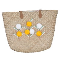 Beige wicker bag rose white yellow with brown hand product image