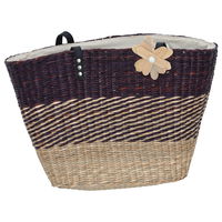 Colorful wicker bag beige rose with black hand product image