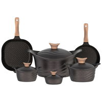 Black Titanium Granite Pot Set Wooden Handle 14 Pcs product image