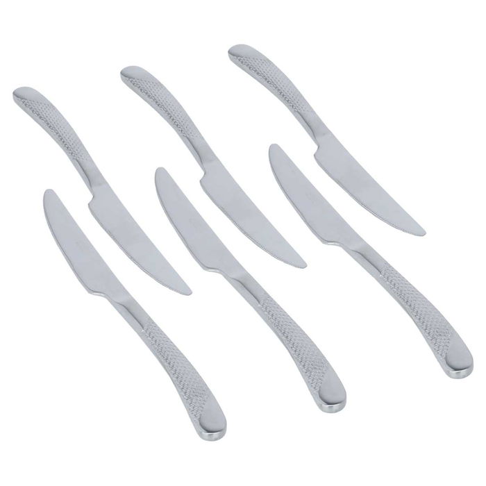 Embossed silver steel knife set 6 pieces image 2