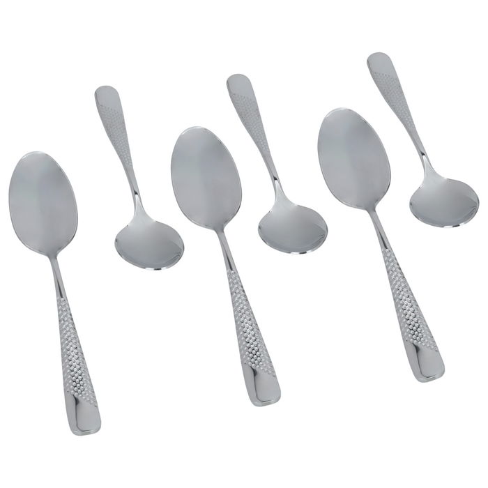 Embossed silver eating spoon set 6 pieces image 2